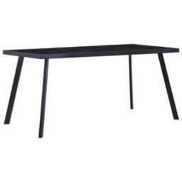 Berkfield Industrial Dining Table Black 180X90X75 Cm Tempered Glass - thumbnail 2