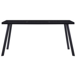 Berkfield Industrial Dining Table Black 180X90X75 Cm Tempered Glass - thumbnail 1