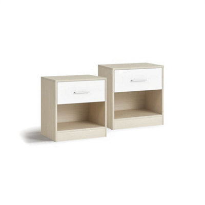 Modcraft Set Of 2 Bedside Tables With Drawers And Shelf , Nightstands For Bedroom Or Living Room - image 1