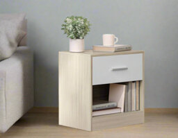 Modcraft Set Of 2 Bedside Tables With Drawers And Shelf , Nightstands For Bedroom Or Living Room - thumbnail 5
