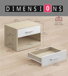 Modcraft Set Of 2 Bedside Tables With Drawers And Shelf , Nightstands For Bedroom Or Living Room - thumbnail 4