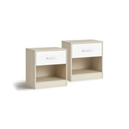 Modcraft Set Of 2 Bedside Tables With Drawers And Shelf , Nightstands For Bedroom Or Living Room - thumbnail 1