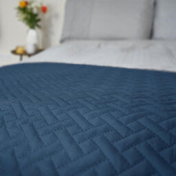 Ohs Geo Pinsonic Blanket Throw Quilted Bedspread, Navy - 200 X 240Cm - thumbnail 5