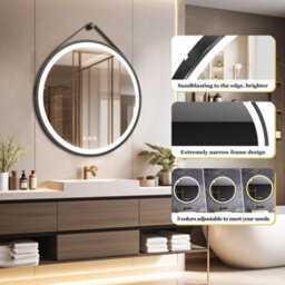 Luvodi Round 800mm Led Lighted Bathroom Mirror Anti-Fog Dimmable With Leather Belt(Non Removable) - thumbnail 8