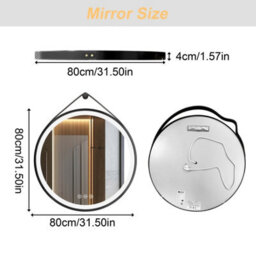 Luvodi Round 800mm Led Lighted Bathroom Mirror Anti-Fog Dimmable With Leather Belt(Non Removable) - thumbnail 2