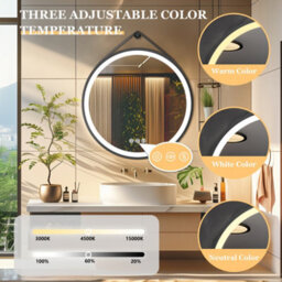 Luvodi Round 800mm Led Lighted Bathroom Mirror Anti-Fog Dimmable With Leather Belt(Non Removable) - thumbnail 5