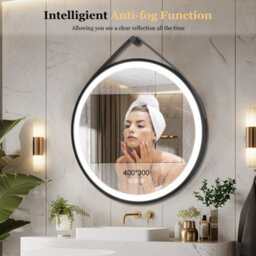 Luvodi Round 800mm Led Lighted Bathroom Mirror Anti-Fog Dimmable With Leather Belt(Non Removable) - thumbnail 3