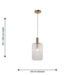 First Choice Lighting Set Of 2 Fluted Glass Pendant With Clear Glass And Bronze - thumbnail 8