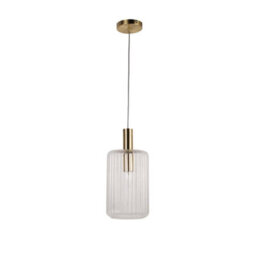 First Choice Lighting Set Of 2 Fluted Glass Pendant With Clear Glass And Bronze - thumbnail 3