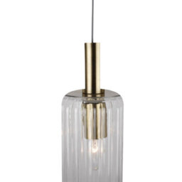 First Choice Lighting Set Of 2 Fluted Glass Pendant With Clear Glass And Bronze - thumbnail 5