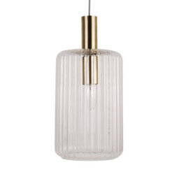 First Choice Lighting Set Of 2 Fluted Glass Pendant With Clear Glass And Bronze - thumbnail 4