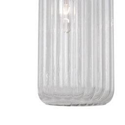 First Choice Lighting Set Of 2 Fluted Glass Pendant With Clear Glass And Bronze - thumbnail 6