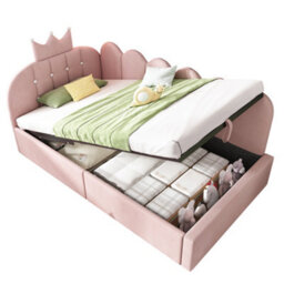 Matteo Upholstered Daybed With Hydraulic Storage 3Ft Single Pink Velvet - thumbnail 7