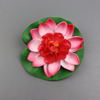 6 Pcs Peach Blossom Artificial Lotus Flower Floating Water Fake Plant For Pool Pond Garden Decor - image 1