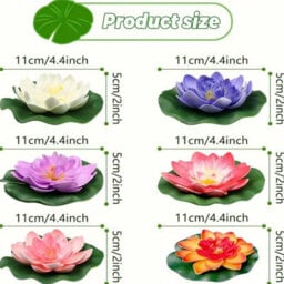 6 Pcs Peach Blossom Artificial Lotus Flower Floating Water Fake Plant For Pool Pond Garden Decor - thumbnail 2