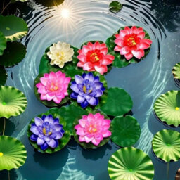 6 Pcs Peach Blossom Artificial Lotus Flower Floating Water Fake Plant For Pool Pond Garden Decor - thumbnail 5