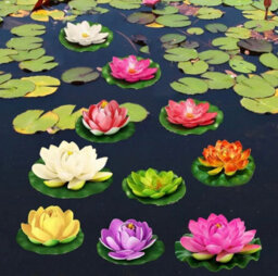 6 Pcs Peach Blossom Artificial Lotus Flower Floating Water Fake Plant For Pool Pond Garden Decor - thumbnail 4