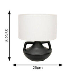 Valuelights Zoe Linen Drum Lamp Shade Matte Black Ceramic Vase Table Lamp - thumbnail 4
