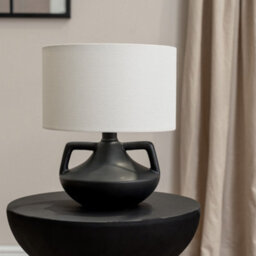 Valuelights Zoe Linen Drum Lamp Shade Matte Black Ceramic Vase Table Lamp - thumbnail 3