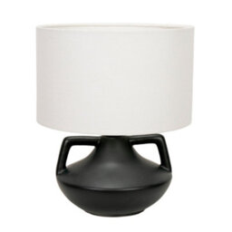 Valuelights Zoe Linen Drum Lamp Shade Matte Black Ceramic Vase Table Lamp - thumbnail 2