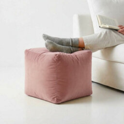 Kosi Atelier Kosiatelier Bean Bag Velvet Footstool Ottomona Cube Pouf Chair Pouffe, Polystyrene Beads Filled - English Rose, 35Cm X 35Cm X 35Cm - thumbnail 2
