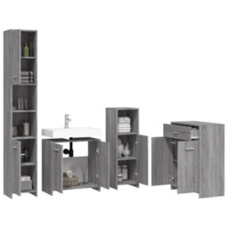 Berkfield 4 Piece Bathroom Furniture Set Grey Sonoma Engineered Wood - thumbnail 4