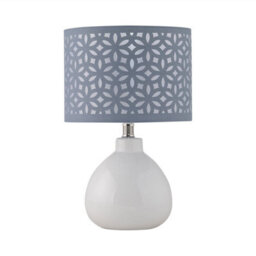First Choice Lighting Set Of 2 Tuscan White Ceramic Lamps With Grey Cut Out Shade - thumbnail 2