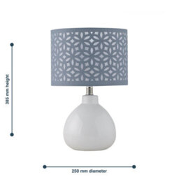 First Choice Lighting Set Of 2 Tuscan White Ceramic Lamps With Grey Cut Out Shade - thumbnail 8