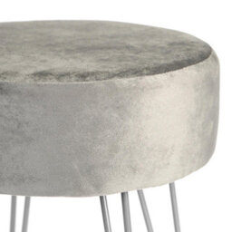 Harbour Housewares Velvet Footstool - Round Modern Dressing Table Footstool Vanity Seat Chairs - 40 X 35Cm - Grey/silver - thumbnail 4