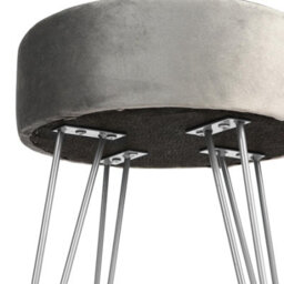 Harbour Housewares Velvet Footstool - Round Modern Dressing Table Footstool Vanity Seat Chairs - 40 X 35Cm - Grey/silver - thumbnail 5