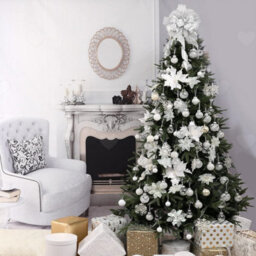 Amorly 24Pcs 15Cm Glitter White Artificial Poinsettia Flowers, Decorative Flower Picks For Christmas Trees, Wreaths Festive Xmas Displays - thumbnail 5