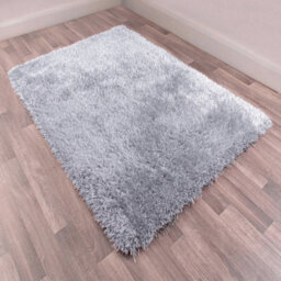 Silver Plain Shaggy Handmade Sparkle Easy To Clean Rug For Dining Room Bedroom And Living Room-80Cm X 150Cm - thumbnail 2