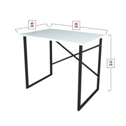 Urbn-Living Urbnliving 90Cm Width White Wooden Computer Desk Modern Study Table Workstation With Metal Legs - thumbnail 4