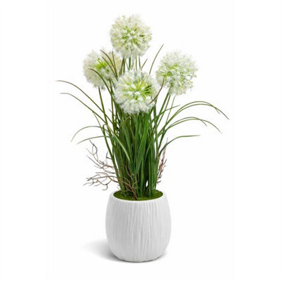 White 50Cm Modern Faux Artificial Dandelion Plants In Pot Silk Flowers Garden Decor - image 1