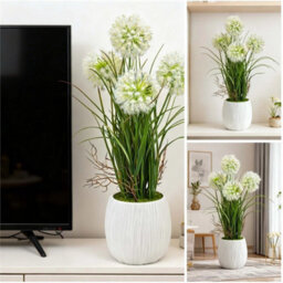 White 50Cm Modern Faux Artificial Dandelion Plants In Pot Silk Flowers Garden Decor - thumbnail 4