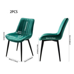 Living And Home Set Of 2 Green Polyester Velvet Upholstered Dining Chairs - thumbnail 5