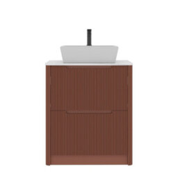 Royal Bathrooms Avenza 600mm Terracotta Clay Floor Standing Countertop Bathroom Vanity Unit 2 Drawer With Cube Basin - thumbnail 6