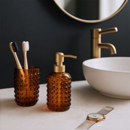 GoodHome Reyes Orange Glass Freestanding Soap Dispenser - thumbnail 2