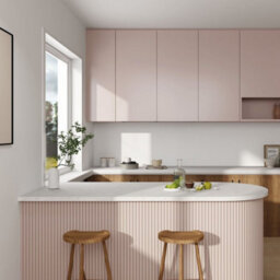 Jōbū Jobu Large Fluted Wall Panels In Dusky Pink With Black Backing  240Cm X 60Cm (5 Pack) - thumbnail 3