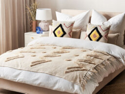 Beliani Blanket Fatehpur Cotton 130 X 180 Cm Beige - thumbnail 2