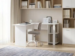 Beliani Corner Desk Snyder White 125 Cm 125 Cm - thumbnail 2