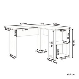 Beliani Corner Desk Snyder White 125 Cm 125 Cm - thumbnail 3