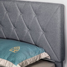 Homcom Double Bed Frame With 5-Level Adjustable Linen Headboard - thumbnail 9