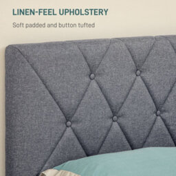 Homcom Double Bed Frame With 5-Level Adjustable Linen Headboard - thumbnail 5
