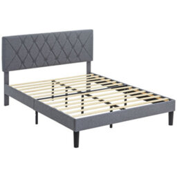 Homcom Double Bed Frame With 5-Level Adjustable Linen Headboard - thumbnail 2