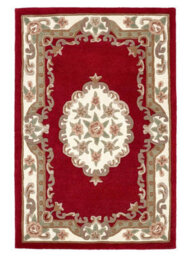 Traditional Wool Rug, 25mm Thick Floral Handmade Rug, Easy To Clean Rug For Living Room, & Dining Room-120Cm (Circle) - thumbnail 1