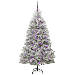 Vidaxl Artificial Christmas Tree Green And White 180 Cm Pvc And Metal - thumbnail 4