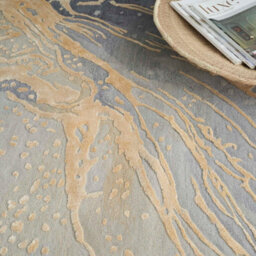 Grey Gold Wool Luxurious ,abstract Optical/ (3D) Modern Rug For Living Room And Bedroom-297Cm X 419Cm - thumbnail 6