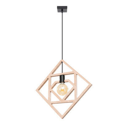 Luminosa Lighting Luminosa Caro Pendant Ceiling Light Natural Wood, Black 1X E27 - image 1