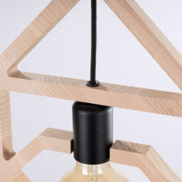 Luminosa Lighting Luminosa Caro Pendant Ceiling Light Natural Wood, Black 1X E27 - thumbnail 6